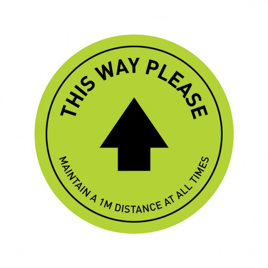 Covid-19 Floor This Way Please Apple Green 26cm 3pcs